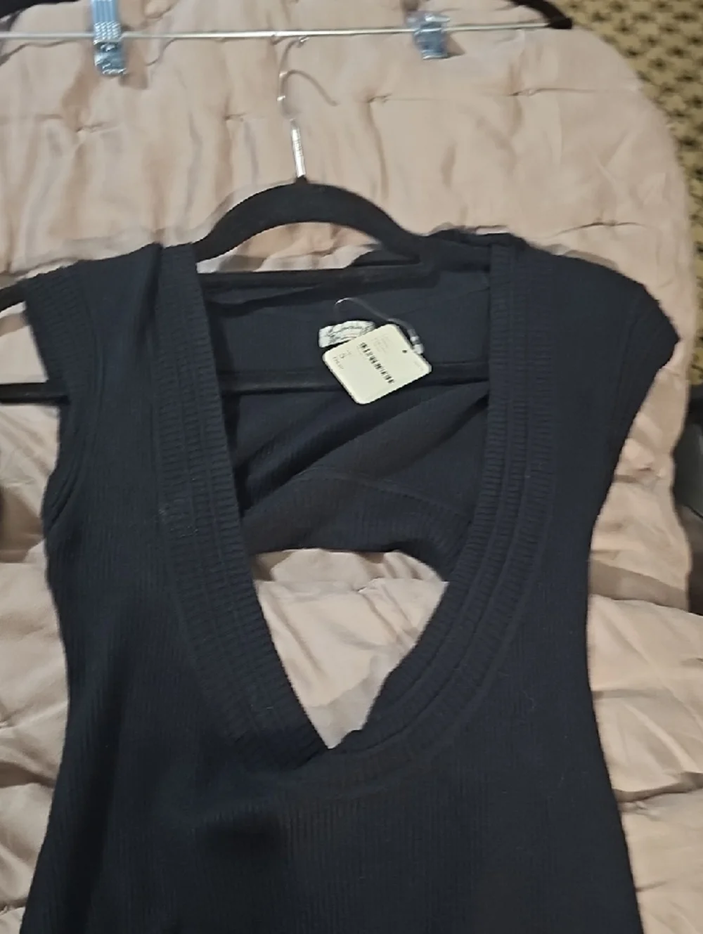 Intimately Free People Black Ribbed Cutout Midi Dress OB1145867 Womens Small NWT
